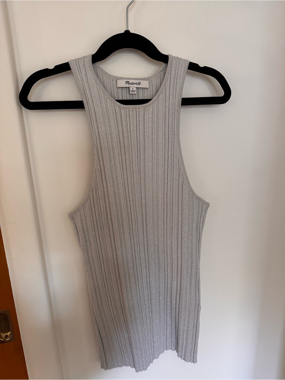 Madewell Silver Ribbed Metallic Tank